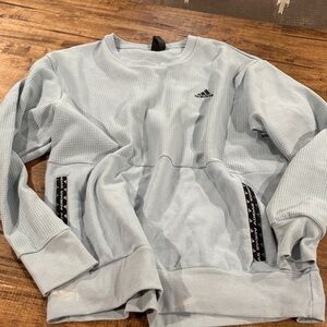 adidas Men’s Pale Blue Waffle-Knit Crewneck Sweater